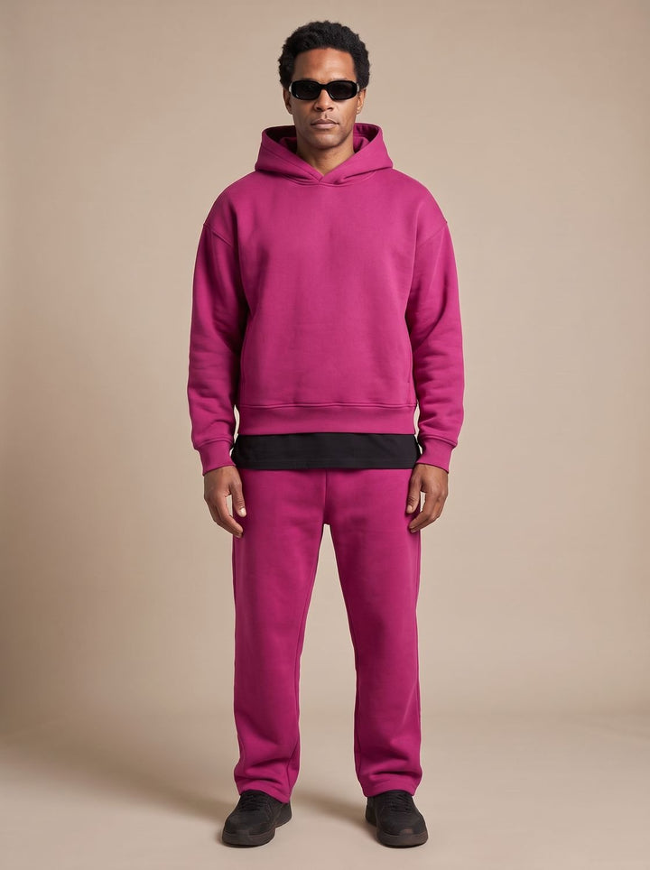 Men's Oversized Fleece Hoodie Jogger Tracksuit Set