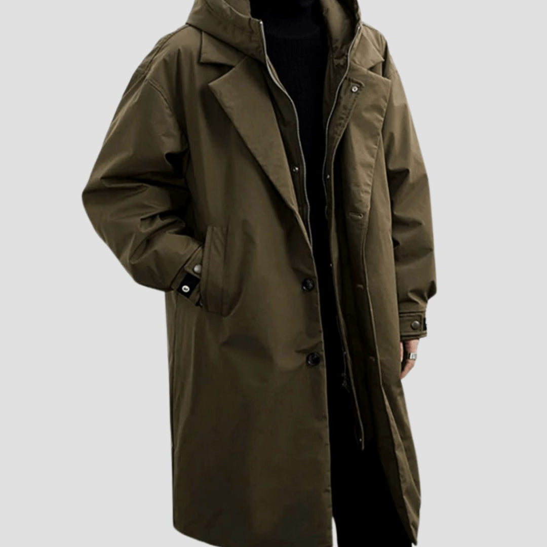 Men's Oversized Hooded Waterproof Long Rain Jacket - Green