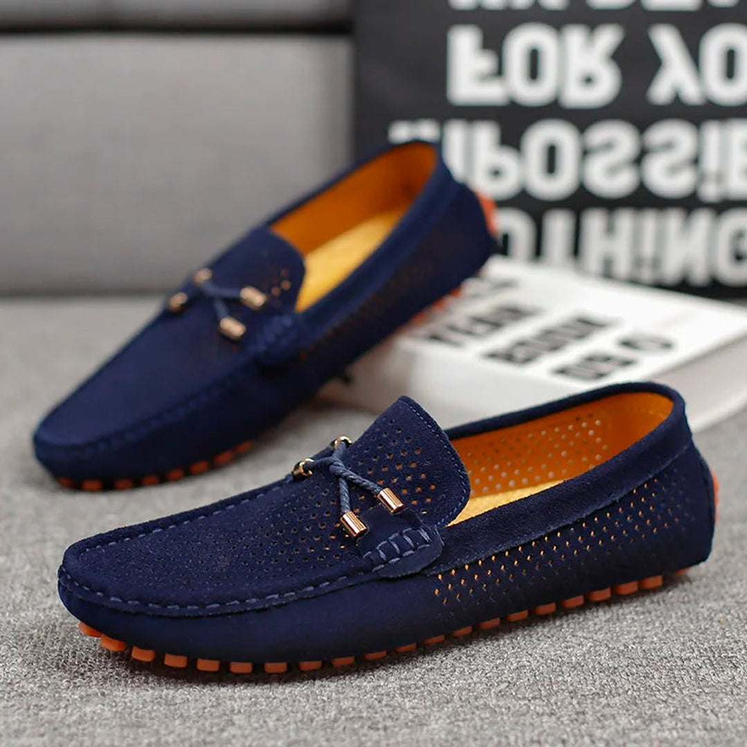 Men's Perforated Suede Slip-On Driving Loafers