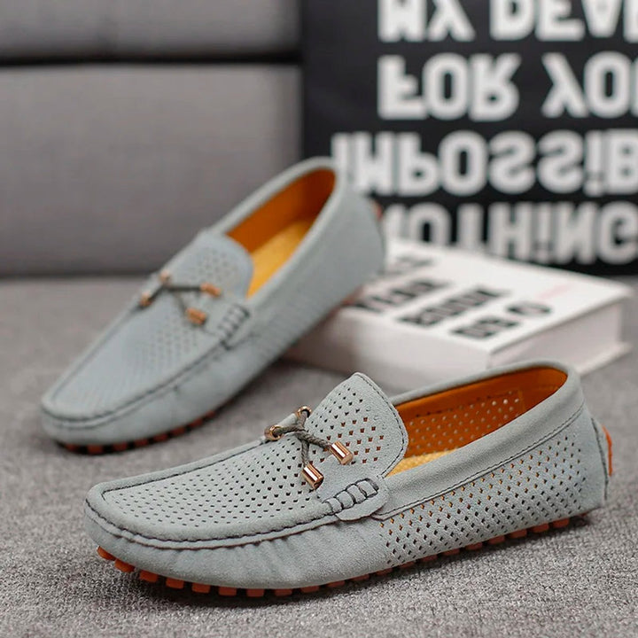Men's Perforated Suede Slip-On Driving Loafers