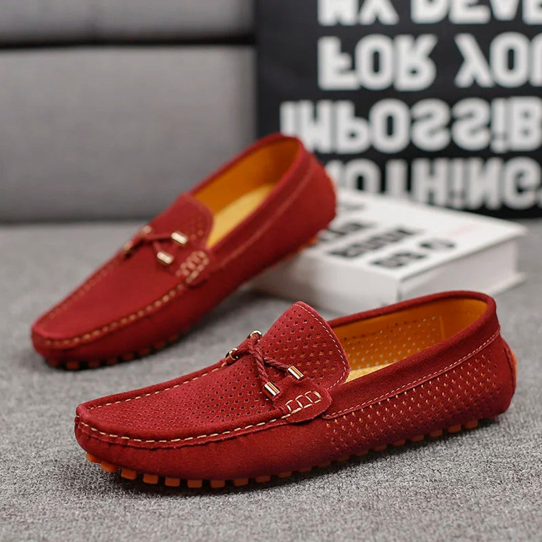 Men's Perforated Suede Slip-On Driving Loafers