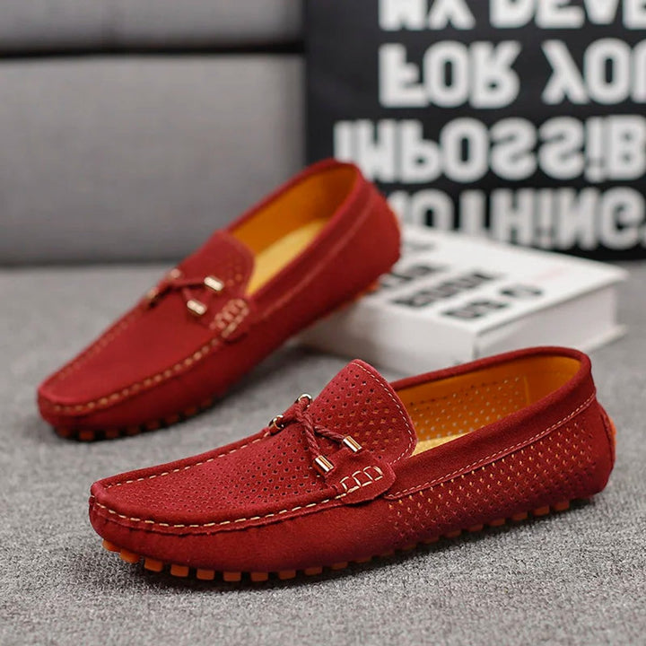 Men's Perforated Suede Slip-On Driving Loafers