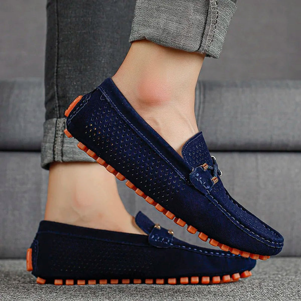 Men's Perforated Suede Slip-On Driving Loafers