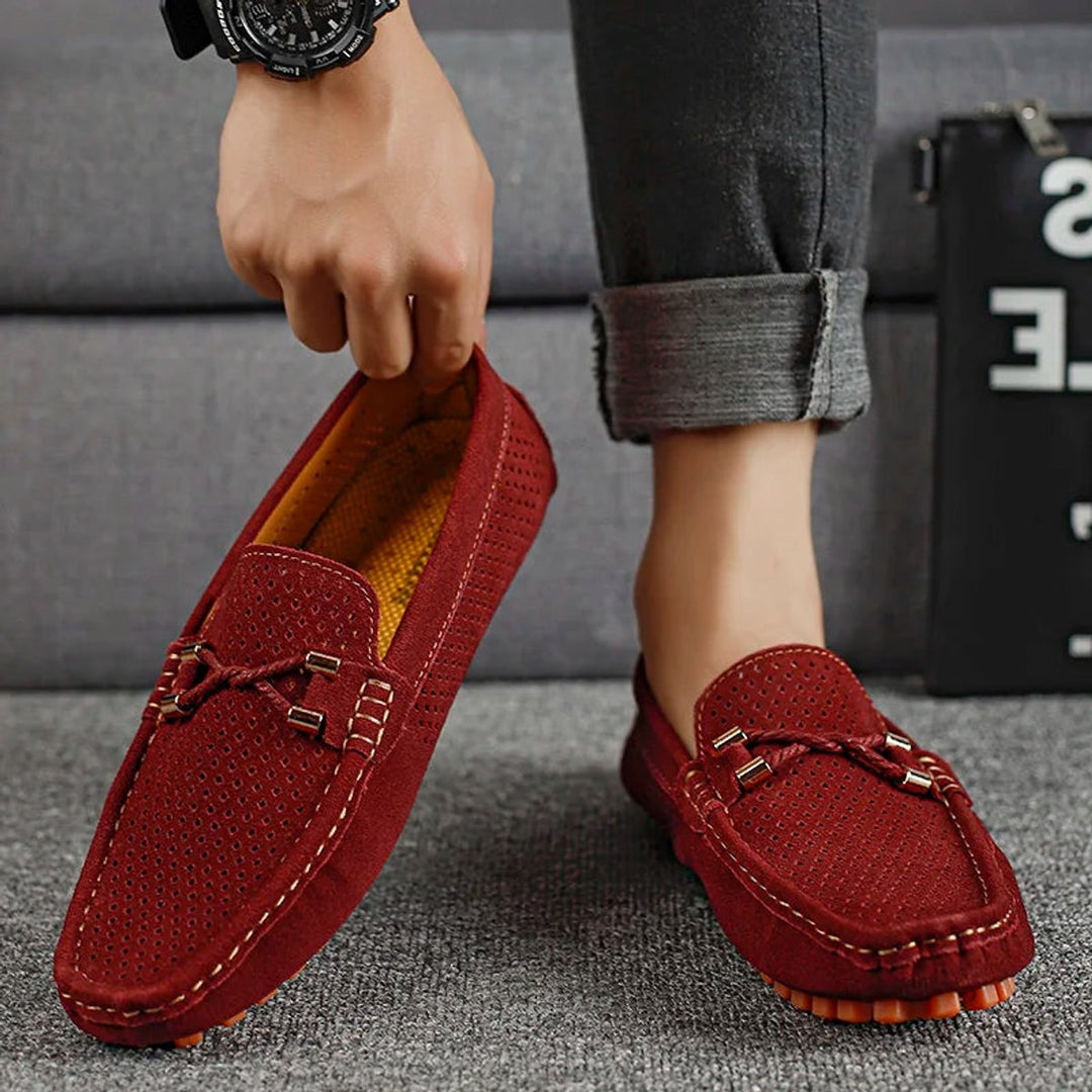 Men's Perforated Suede Slip-On Driving Loafers