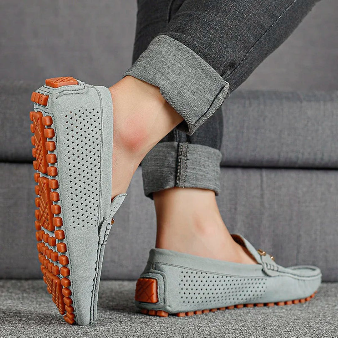 Men's Perforated Suede Slip-On Driving Loafers