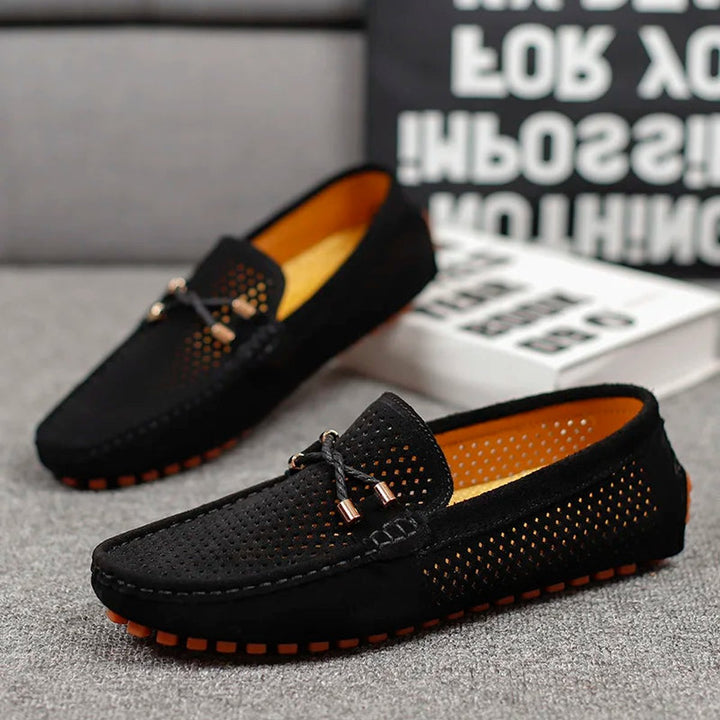 Men's Perforated Suede Slip-On Driving Loafers