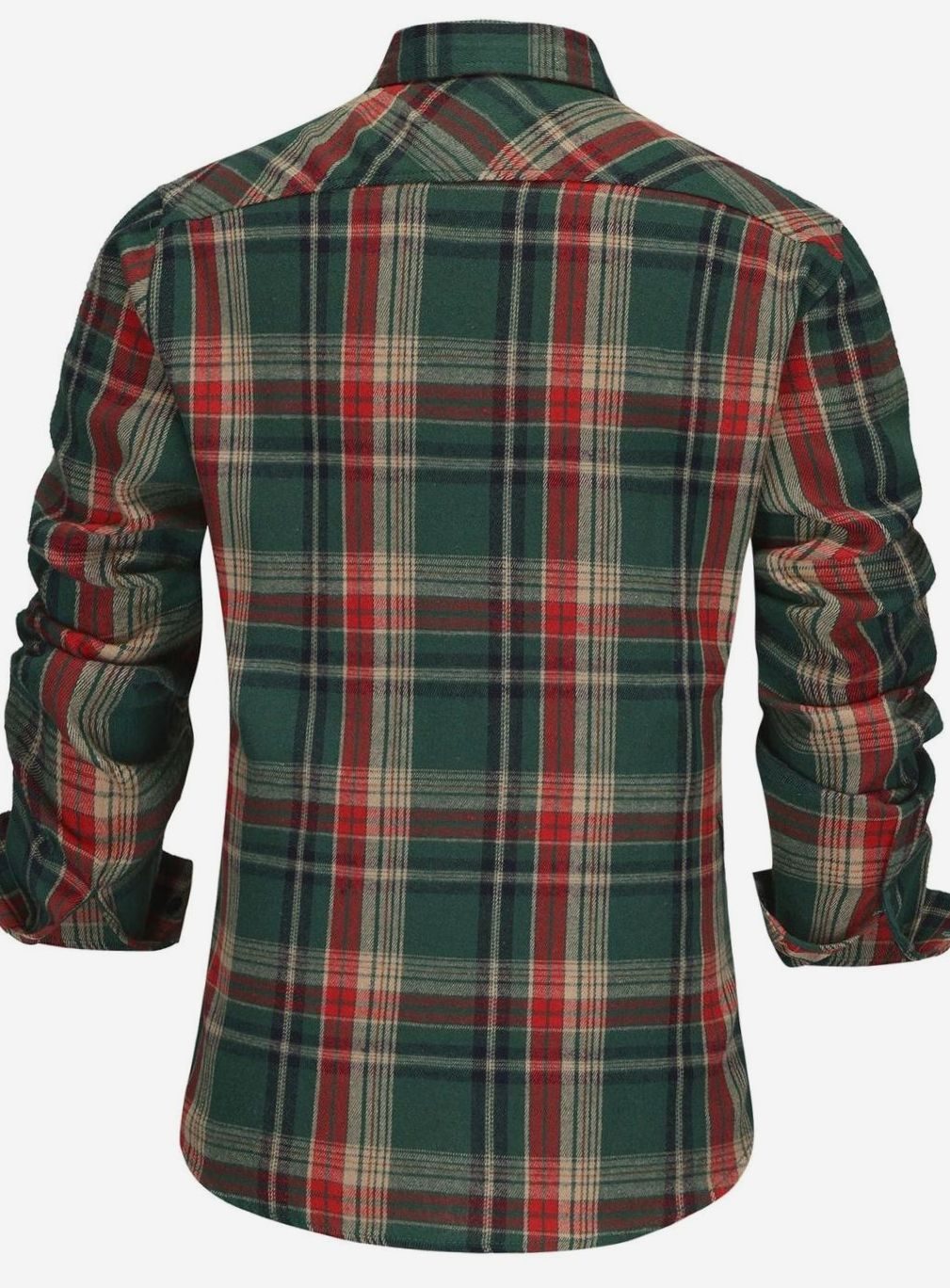 Men's Plaid Flannel Long-Sleeve Button-Up Shirt