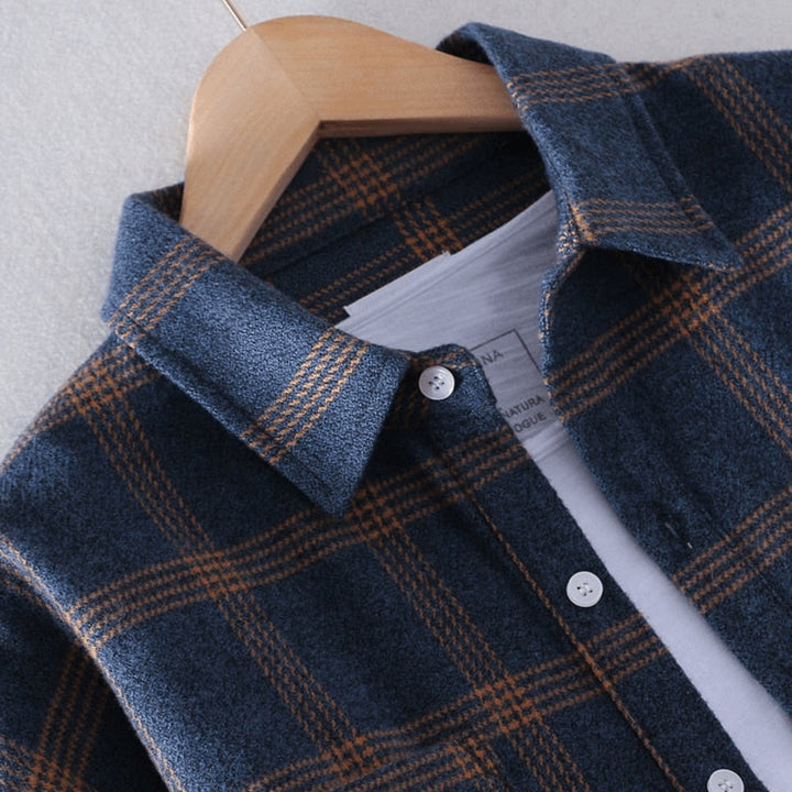 Men's Plaid Flannel Relaxed-Fit Long-Sleeve Button-Down Shirt