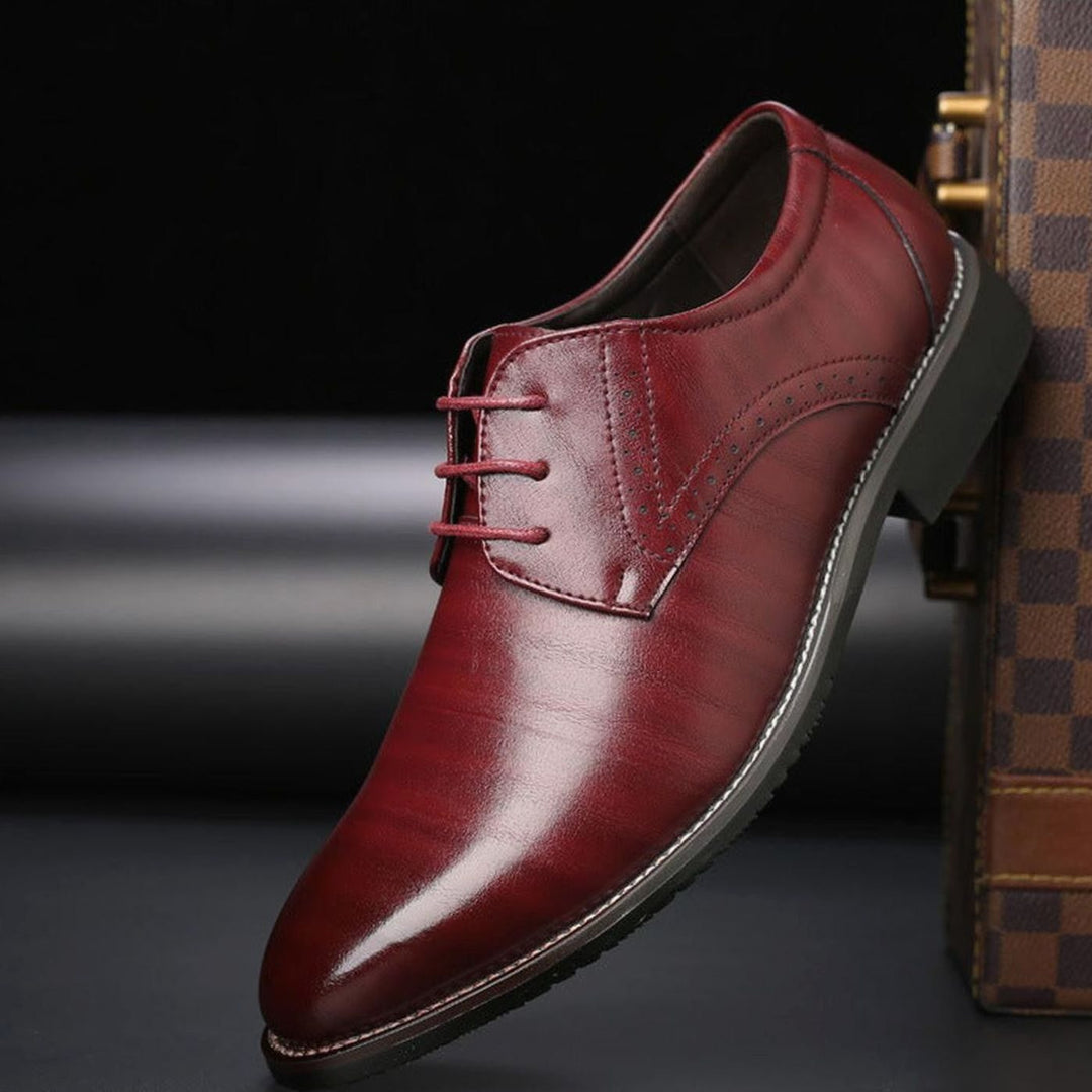 Men's Polished Leather Lace-Up Brogue Dress Shoes