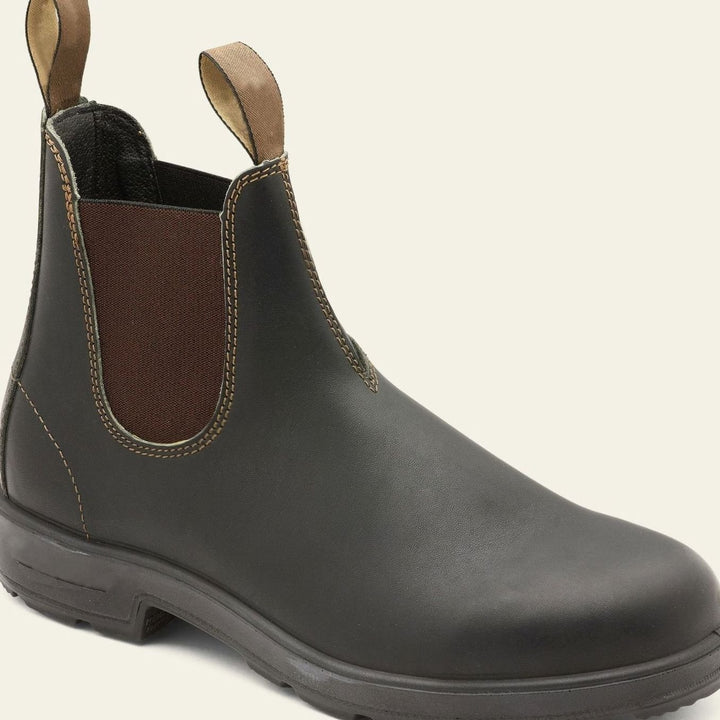 Men's Premium Leather Pull-Tab Chelsea Boots - Black Brown
