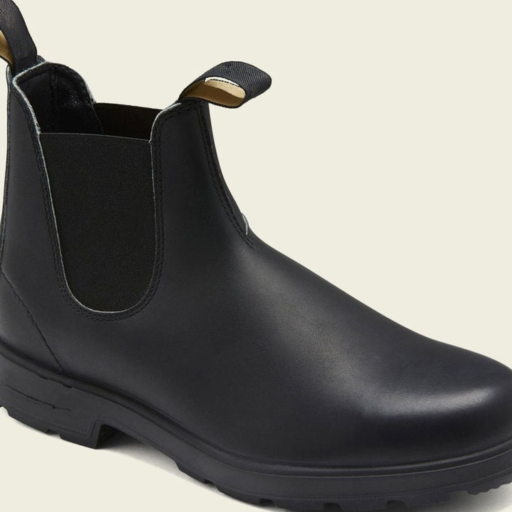 Men's Premium Leather Pull-Tab Chelsea Boots - Black