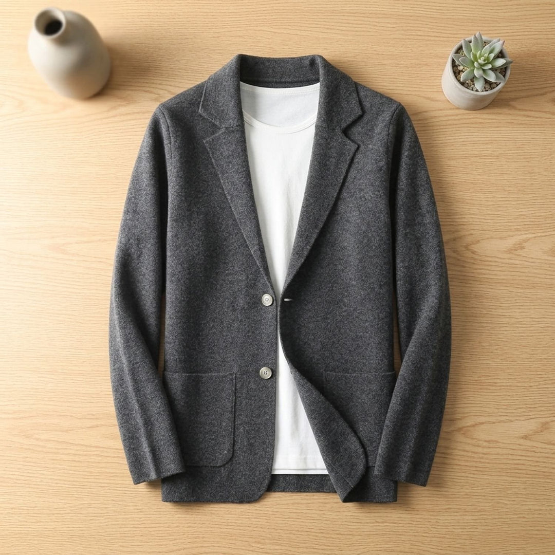 Men's Pure Cashmere Button-Front Blazer-Style Cardigan - Slate Gray