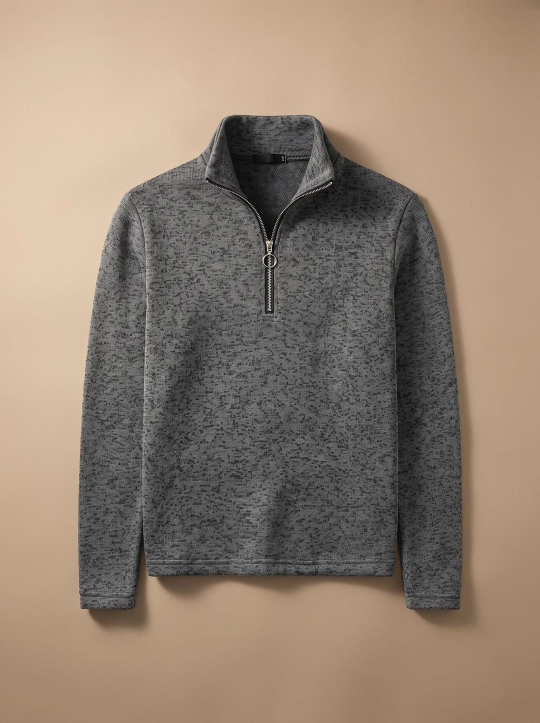 Men's Quarter-Zip Fine Knit Pullover Sweater Stand Collar Regular Fit