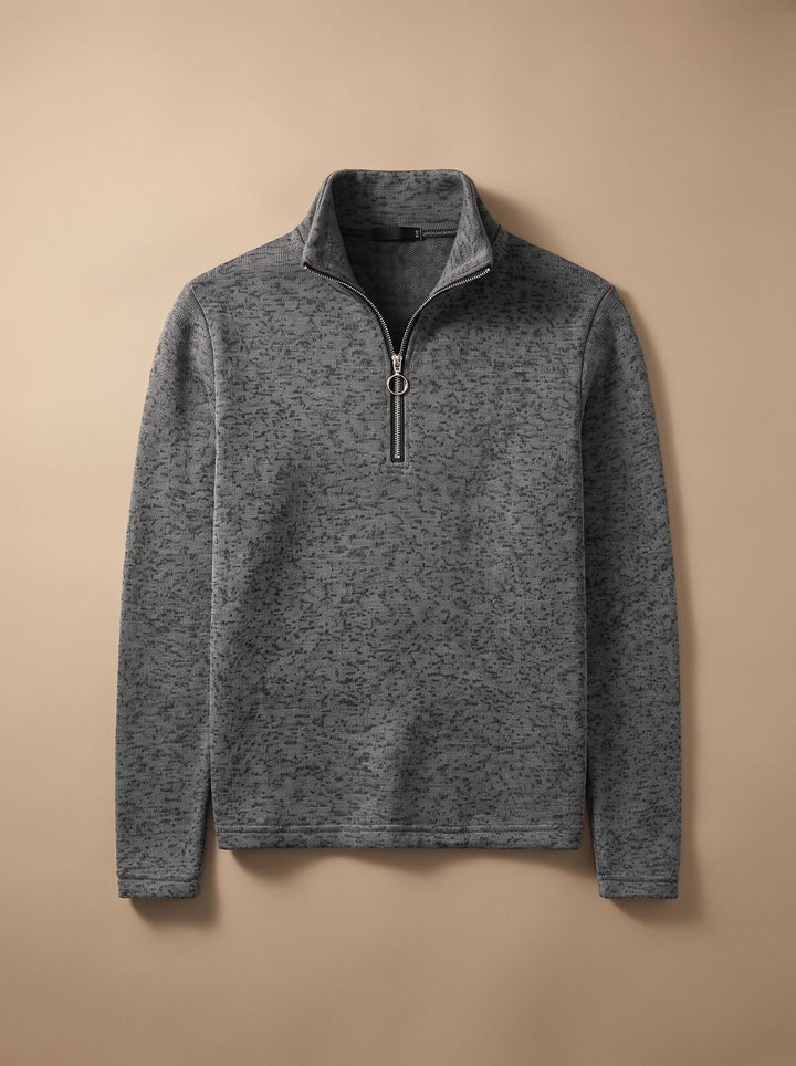 Men's Quarter-Zip Fine Knit Pullover Sweater Stand Collar Regular Fit