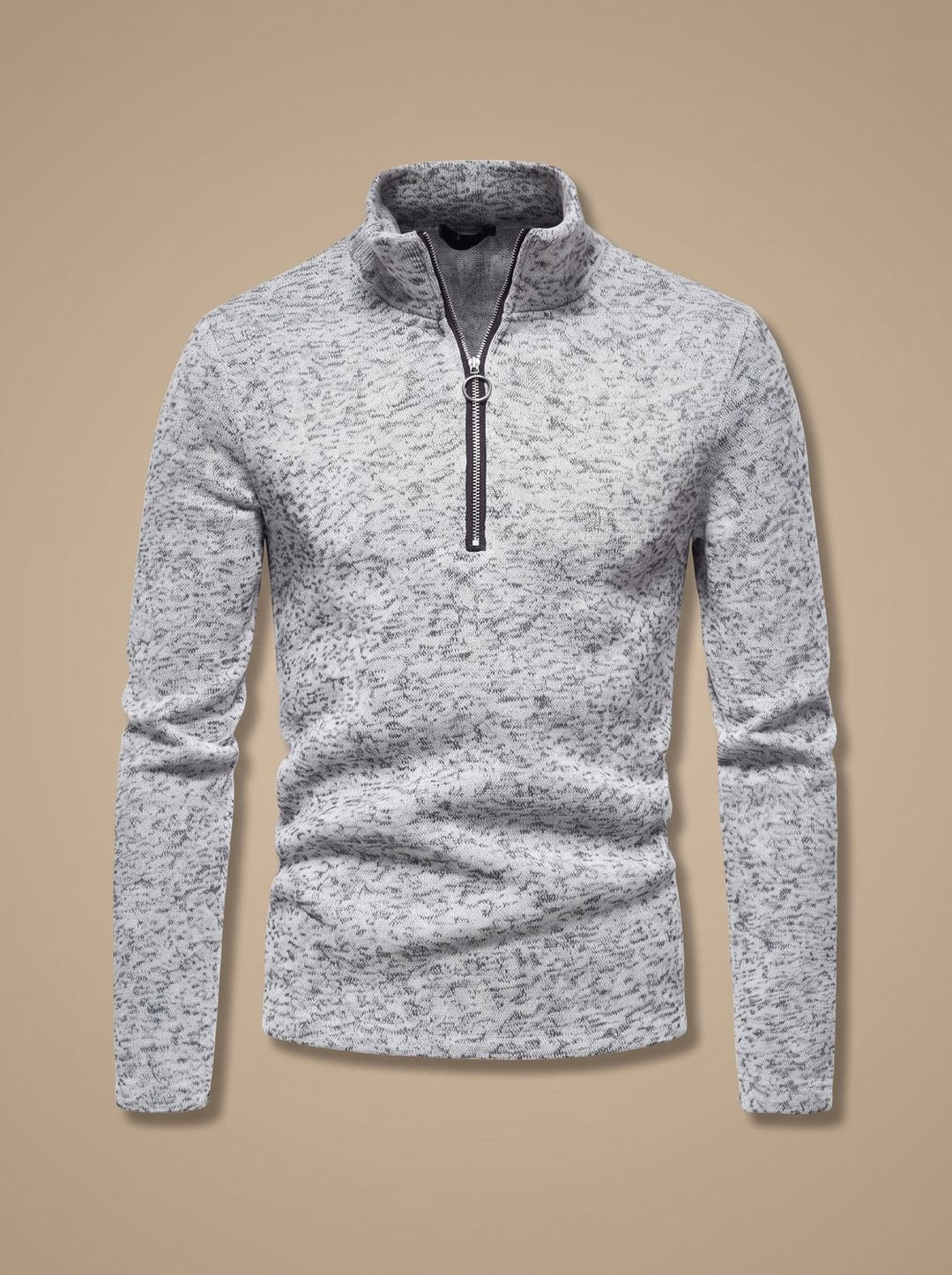 Men's Quarter-Zip Fine Knit Pullover Sweater Stand Collar Regular Fit