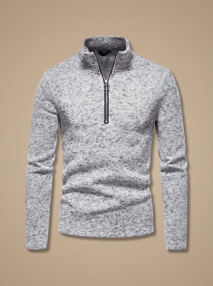 Men's Quarter-Zip Fine Knit Pullover Sweater Stand Collar Regular Fit