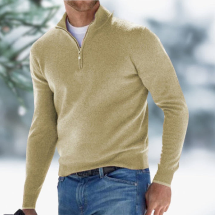 Men's Quarter-Zip Soft Knit Sweater Pullover