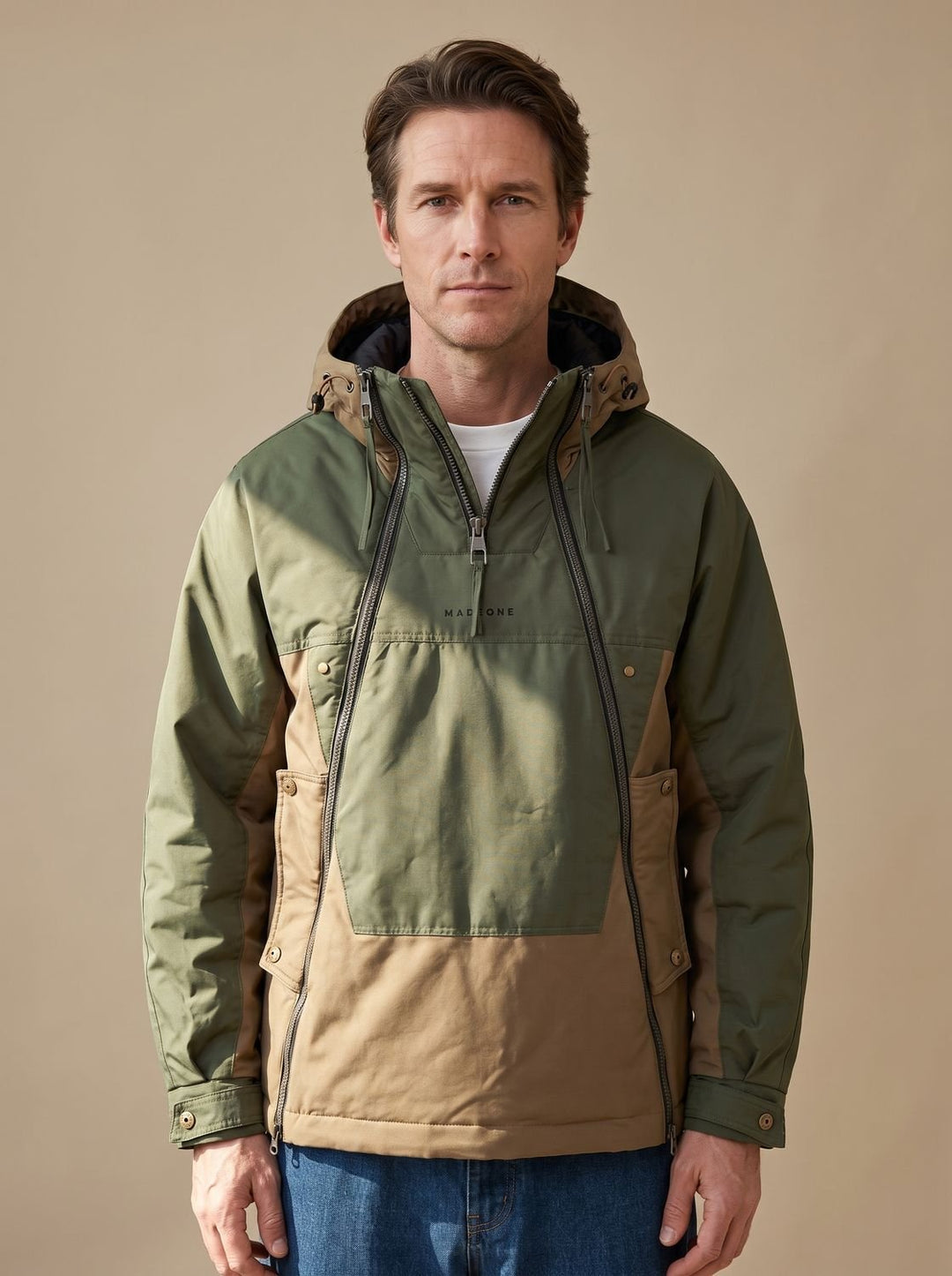 Men's Quilted Hooded Half-Zip Anorak Jacket