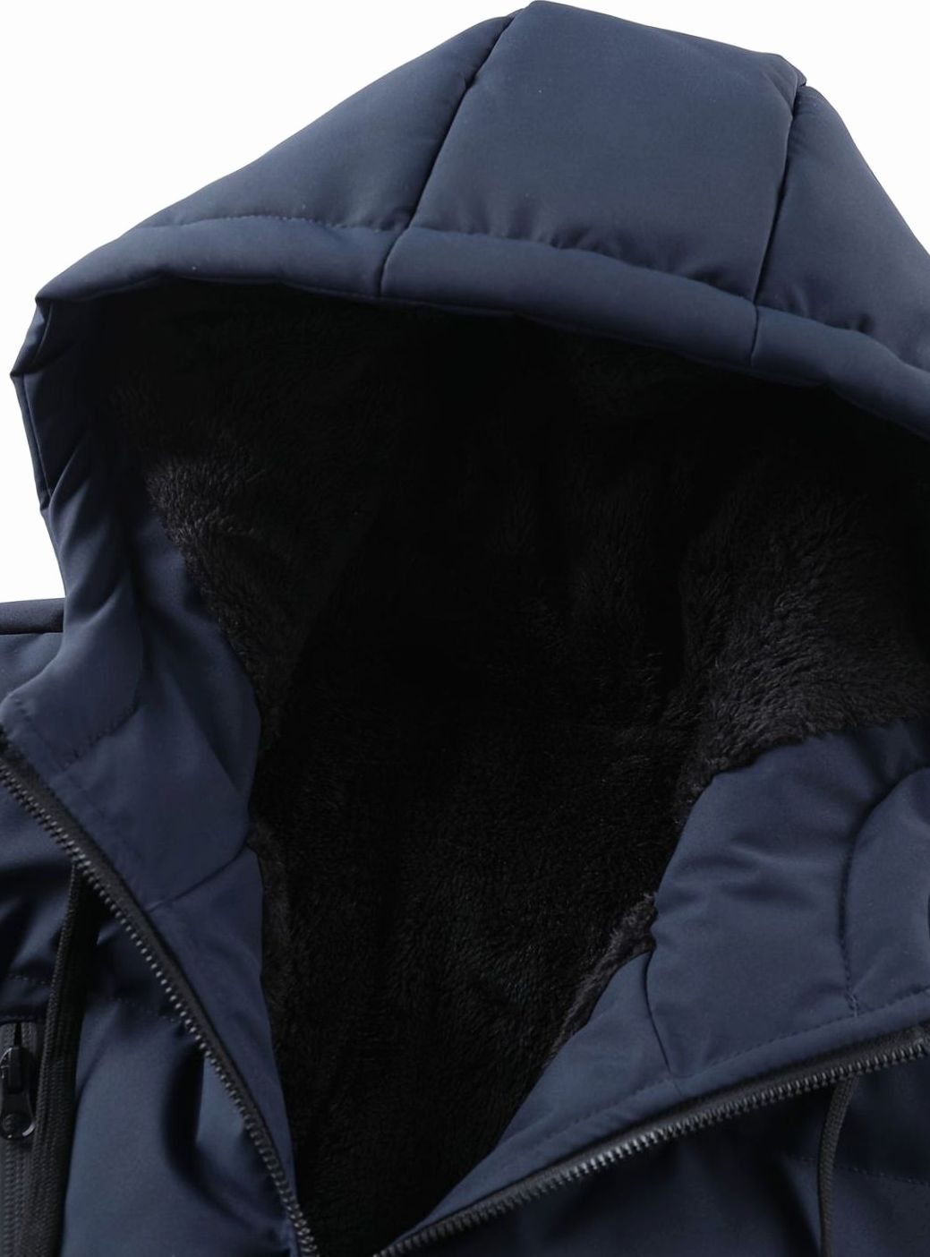 Men's Quilted Hooded Winter Jacket Ribbed-Cuff Full-Zip Puffer
