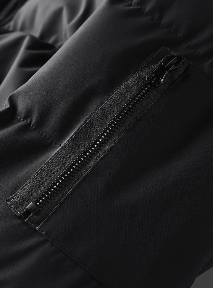 Men's Quilted Hooded Winter Jacket Ribbed-Cuff Full-Zip Puffer