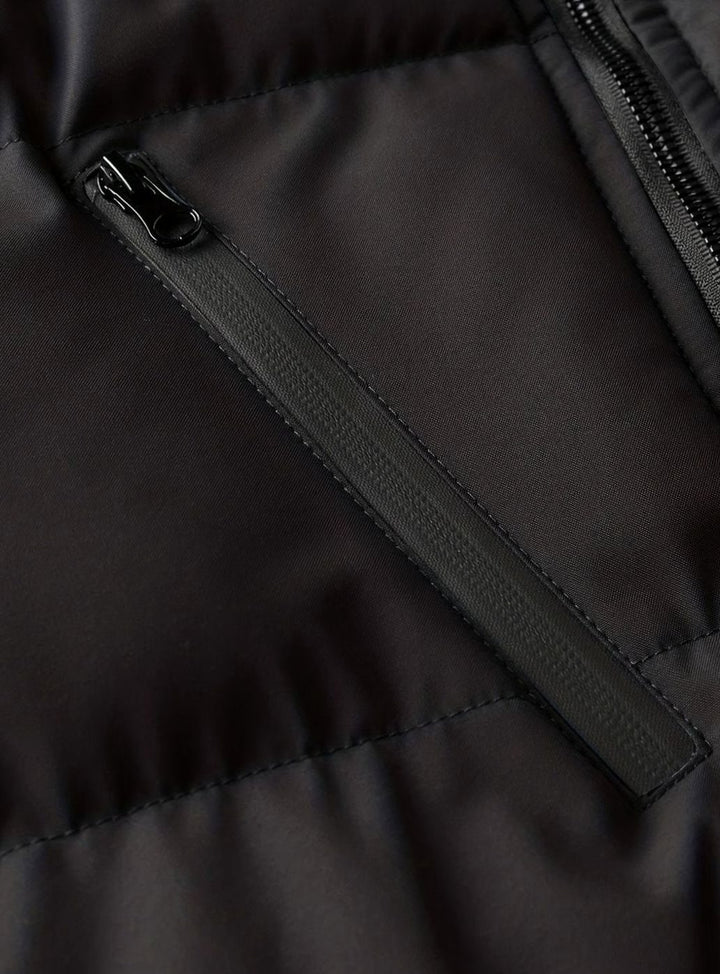 Men's Quilted Hooded Winter Jacket Ribbed-Cuff Full-Zip Puffer