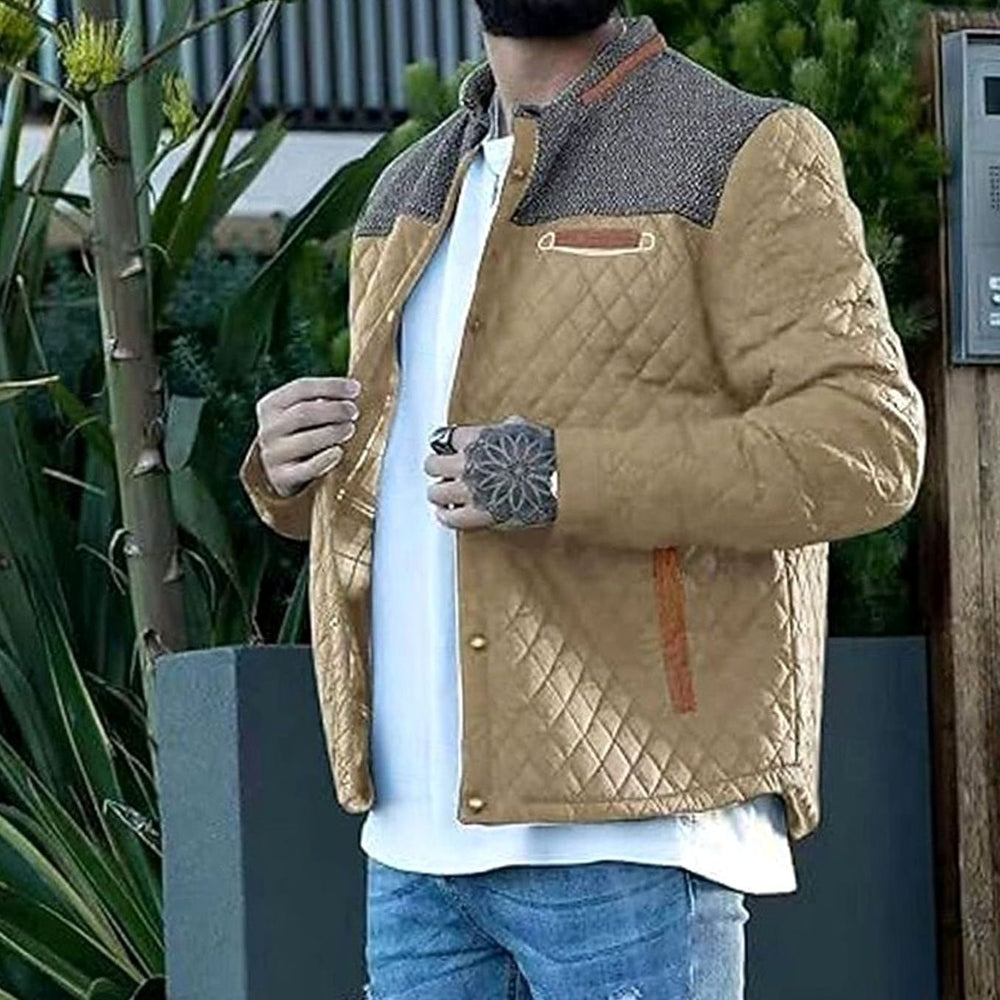 Men's Quilted Stand-Collar Button-Front Jacket
