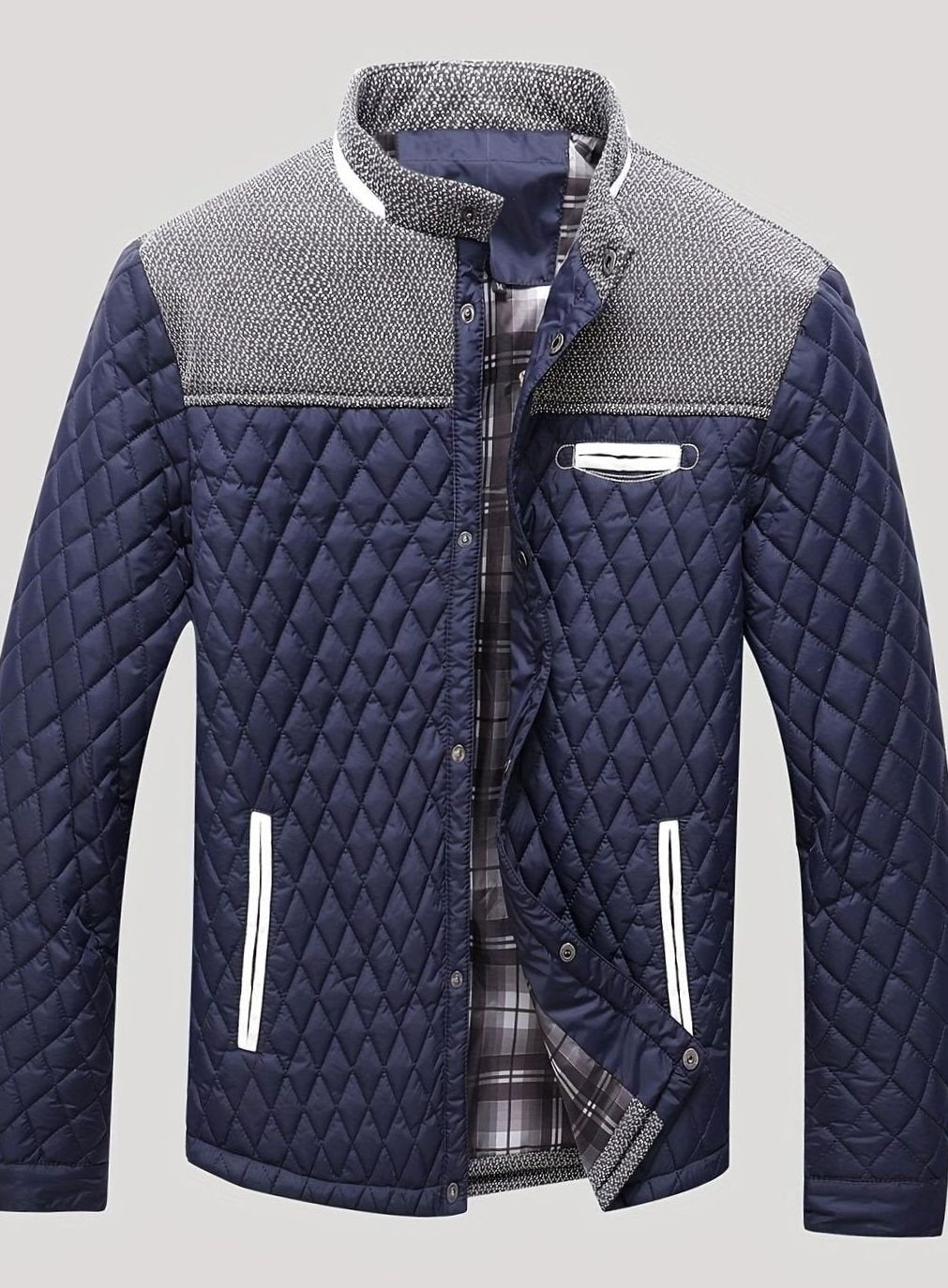 Men's Quilted Stand-Collar Lightweight Zip Jacket