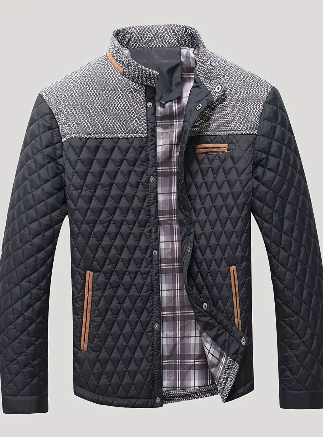 Men's Quilted Stand-Collar Lightweight Zip Jacket
