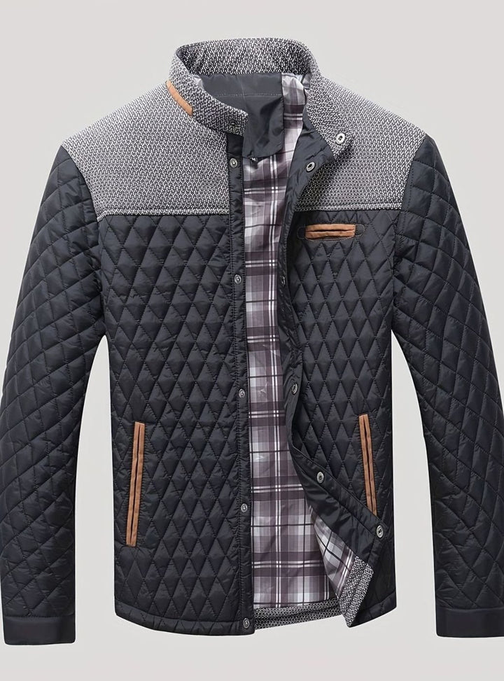 Men's Quilted Stand-Collar Lightweight Zip Jacket