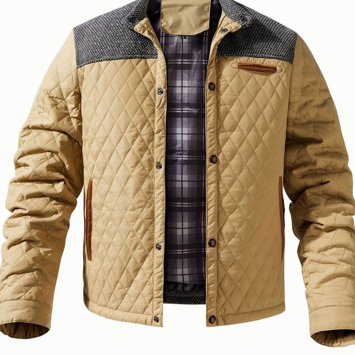 Men's Quilted Stand-Collar Snap-Front Insulated Jacket - Ginger