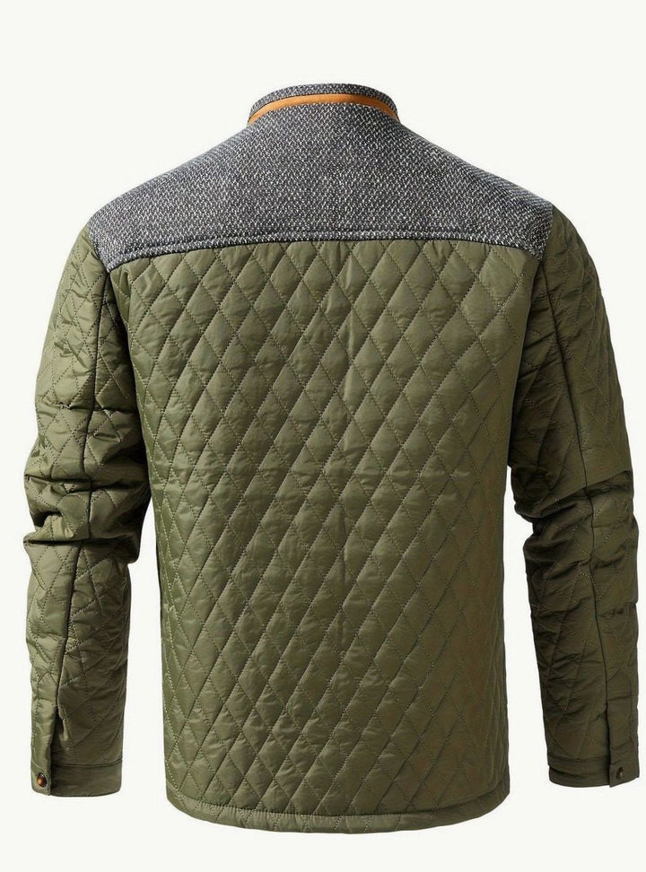 Men's Quilted Stand-Collar Snap-Front Insulated Jacket