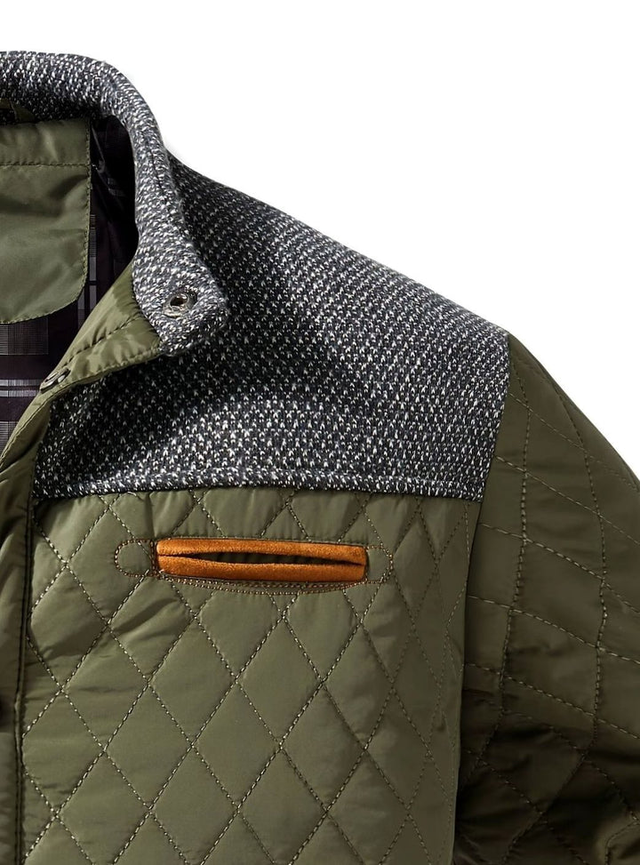 Men's Quilted Stand-Collar Snap-Front Insulated Jacket