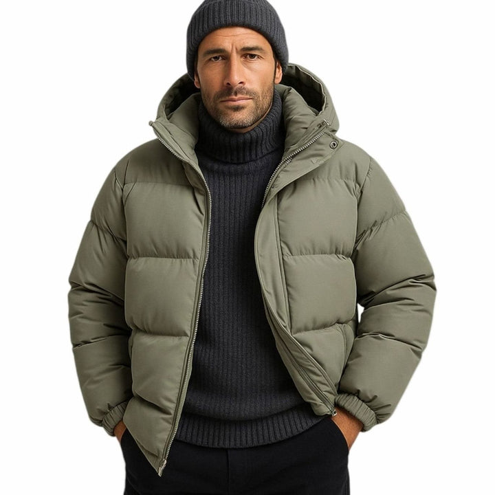 Men's Quilted Zip-Up Hooded Puffer Jacket