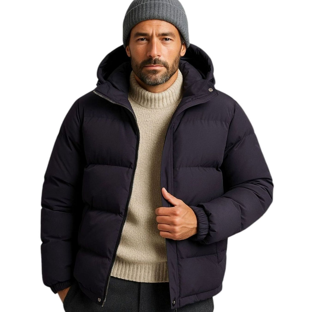 Men's Quilted Zip-Up Hooded Puffer Jacket