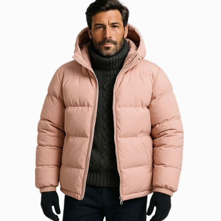 Men's Quilted Zip-Up Hooded Puffer Jacket