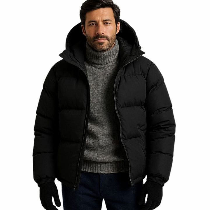Men's Quilted Zip-Up Hooded Puffer Jacket