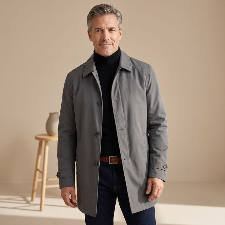 Men's Regular-Fit Button-Front Weather-Resistant Trench Coat