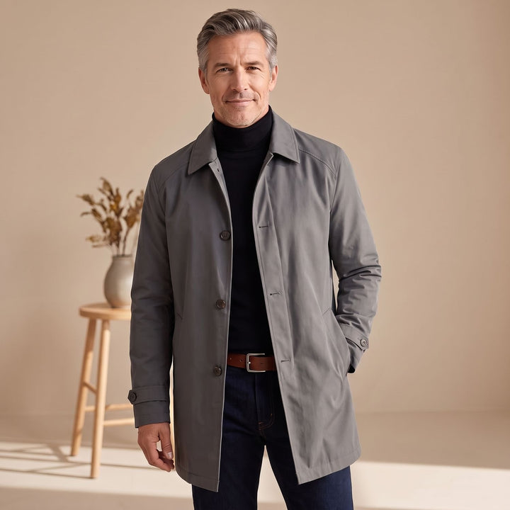 Men's Regular-Fit Button-Front Weather-Resistant Trench Coat
