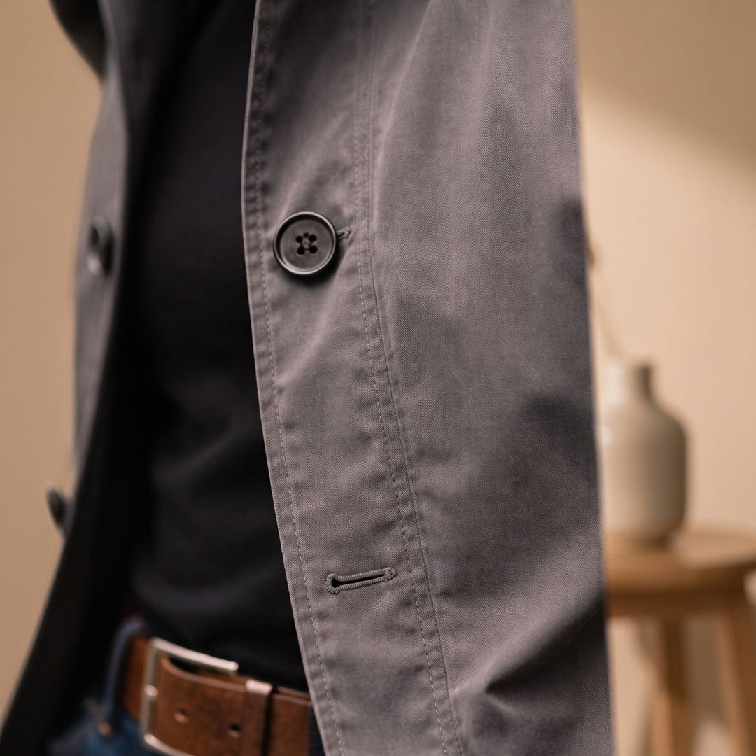 Men's Regular-Fit Button-Front Weather-Resistant Trench Coat