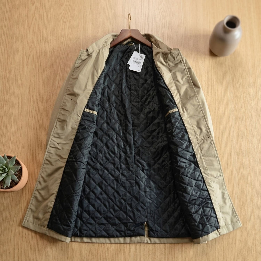 Men's Regular-Fit Button-Front Weather-Resistant Trench Coat