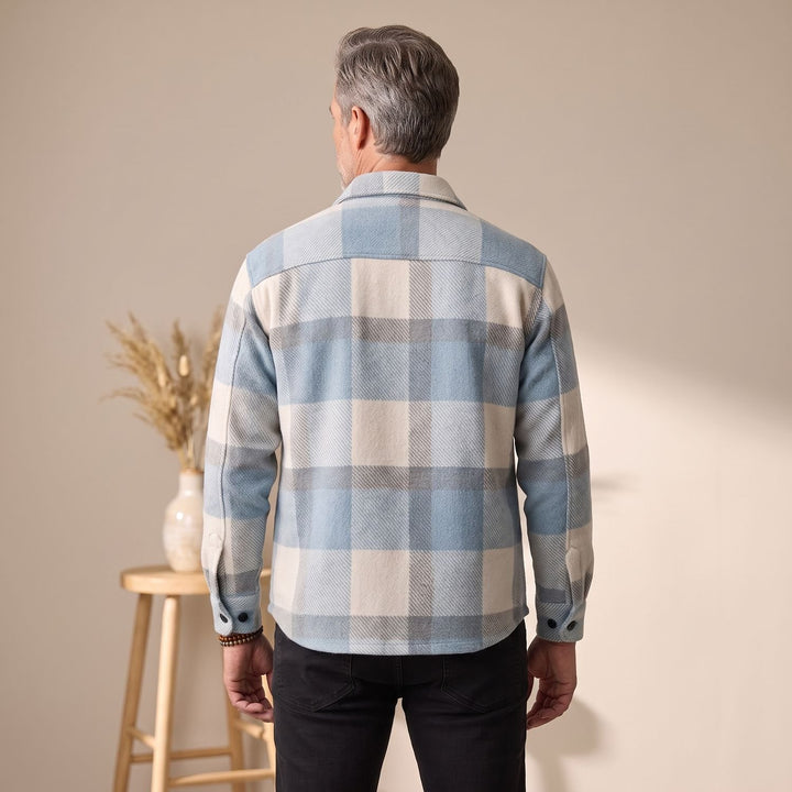 Men's Regular-Fit Plaid Shacket Checked Flannel Overshirt