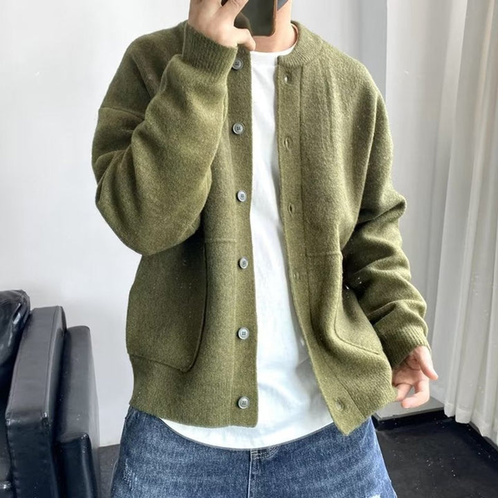 Men's Relaxed-Fit Button-Up Knit Cardigan Sweater - Green