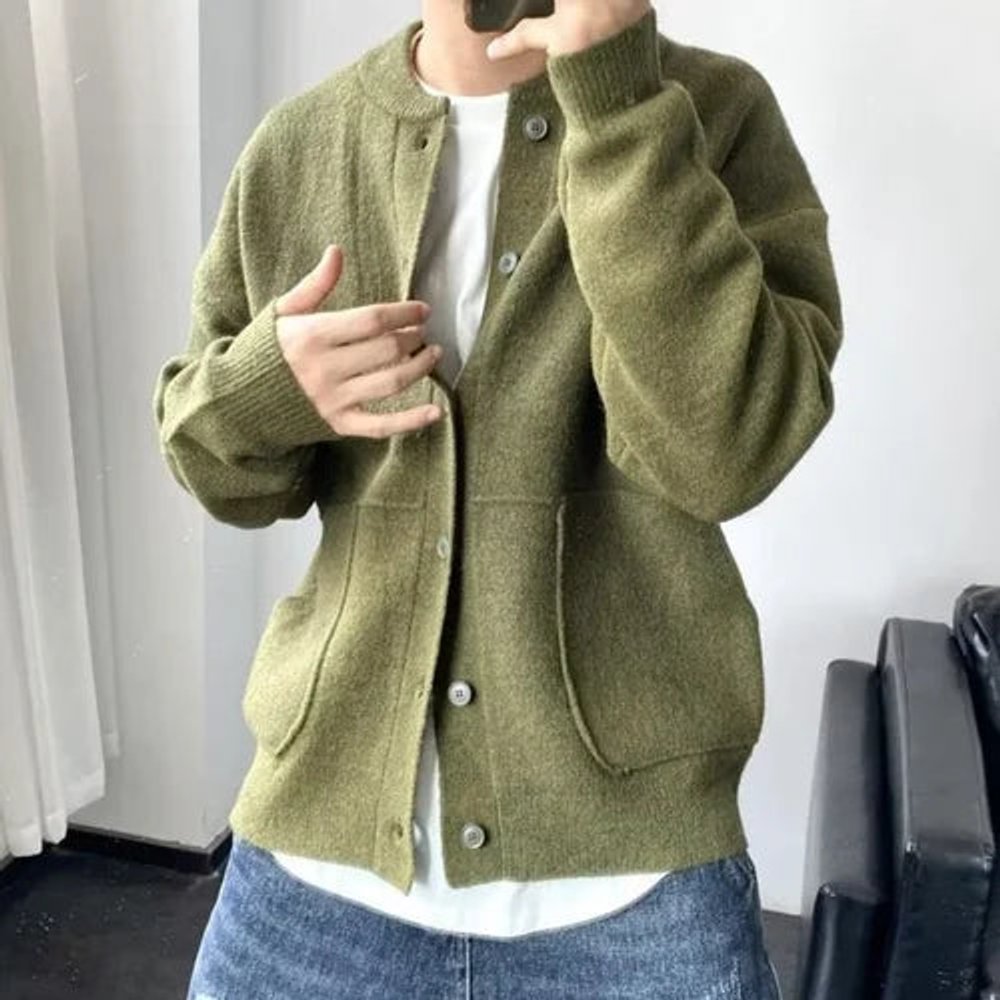 Men's Relaxed-Fit Button-Up Knit Cardigan Sweater