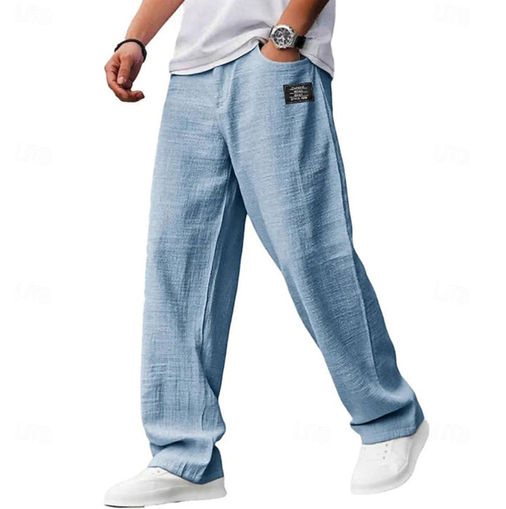 Men's Relaxed-Fit Lightweight Wide-Leg Casual Pants - Blue