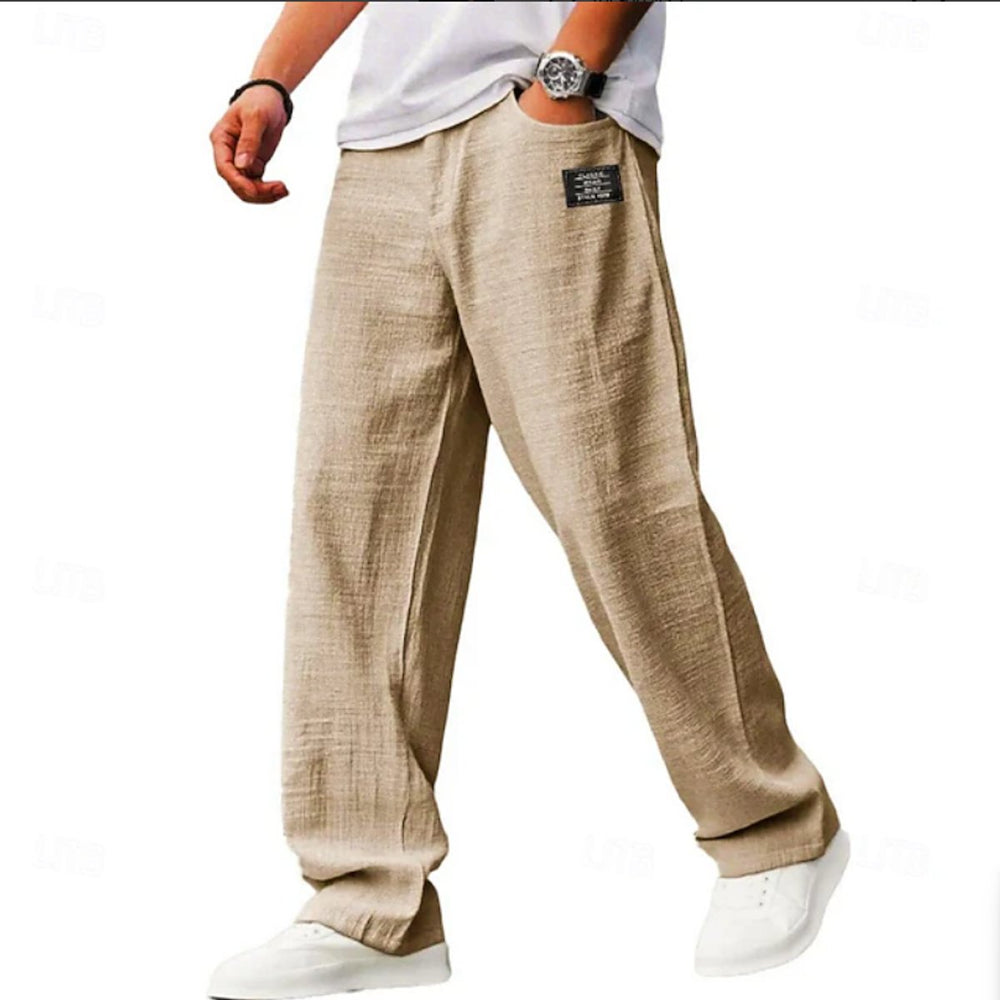 Men's Relaxed-Fit Lightweight Wide-Leg Casual Pants - Beige