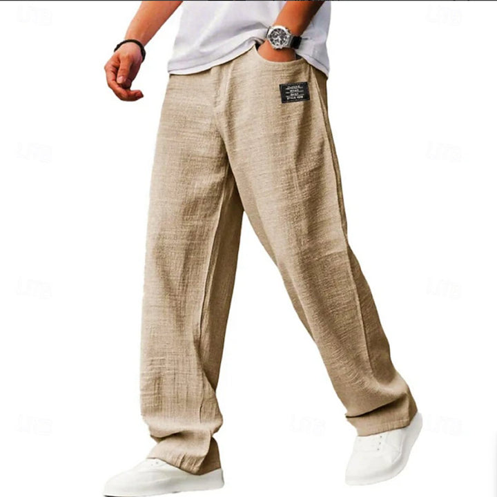 Men's Relaxed-Fit Lightweight Wide-Leg Casual Pants - Beige