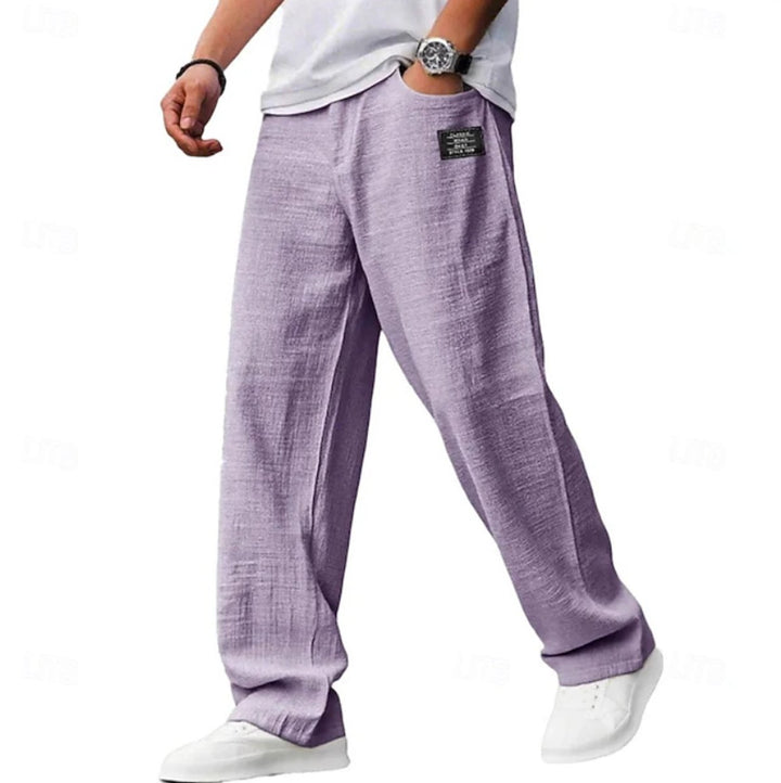 Men's Relaxed-Fit Lightweight Wide-Leg Casual Pants - Purple