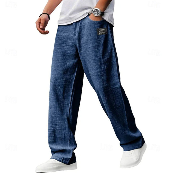Men's Relaxed-Fit Lightweight Wide-Leg Casual Pants - Navy Blue