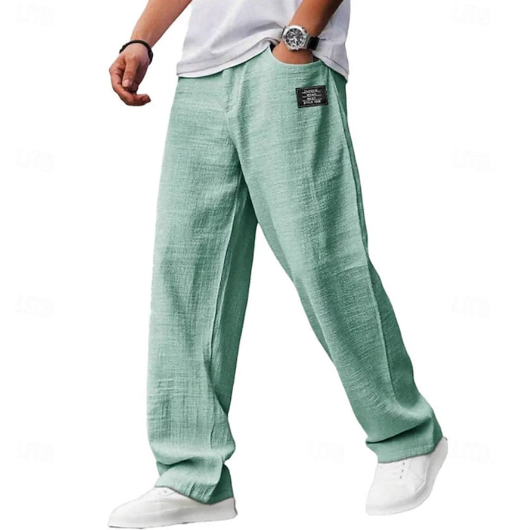 Men's Relaxed-Fit Lightweight Wide-Leg Casual Pants - Green