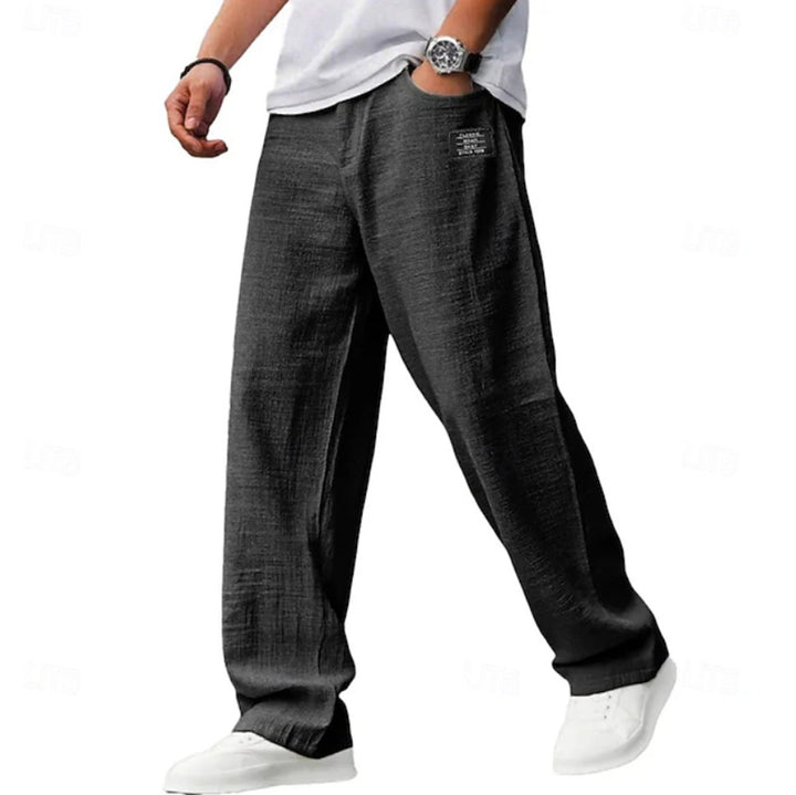 Men's Relaxed-Fit Lightweight Wide-Leg Casual Pants - Black